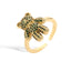 Streetwear Cute Bear Zircon 18K Gold Plated Adjustable Ring