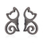 Fashion Stainless Steel Animal Ear Studs - Black Cat & Dog Design