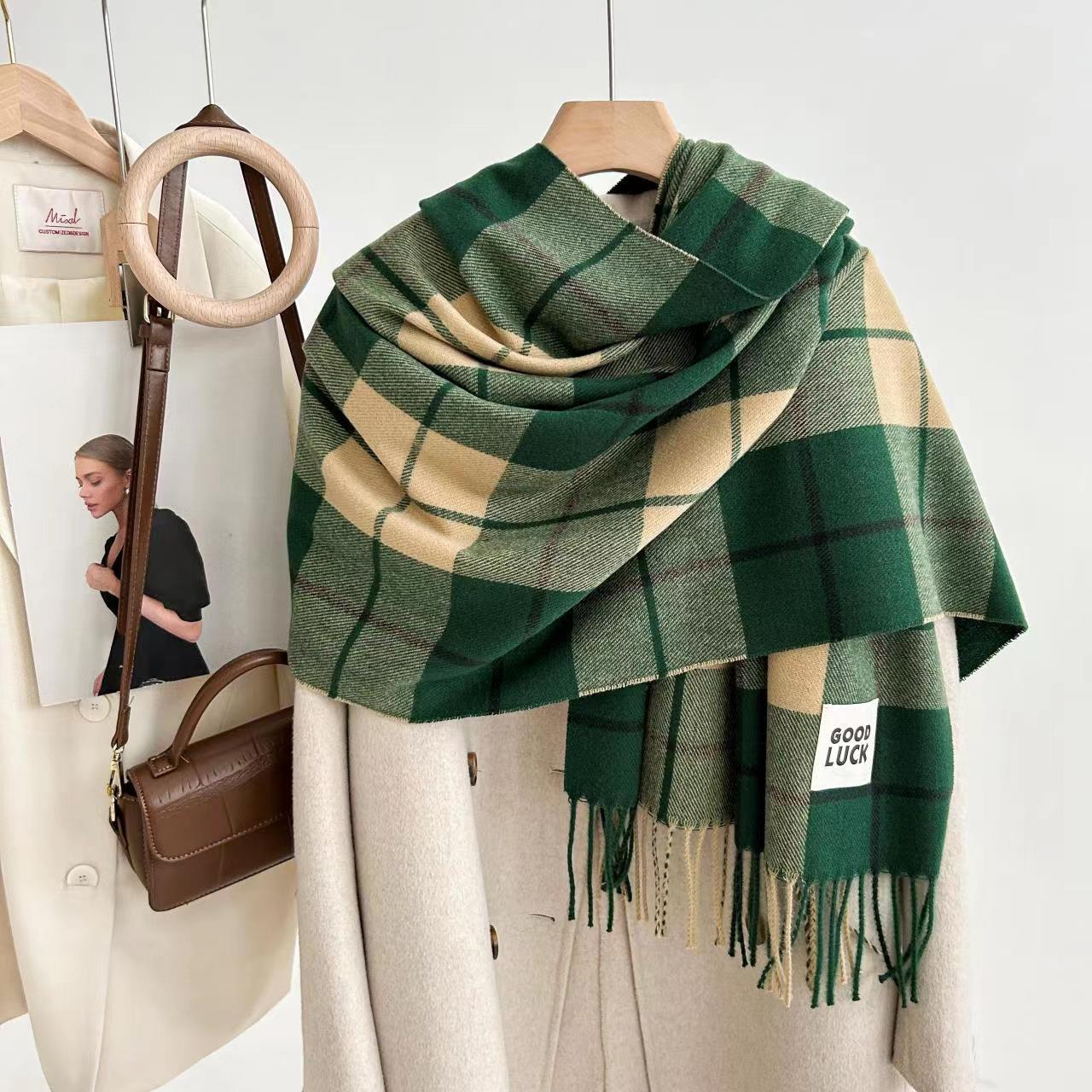 Women's Classic Plaid Tassel Scarf - Unisex Warm Shawl Wrap