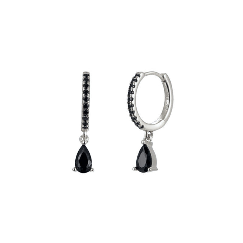 Geometric Zirconia Water Drop Circle Earrings