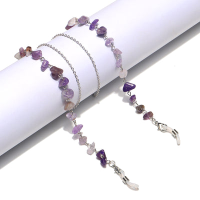 Fashion Minimalist Amethyst Stone Glasses Chain