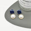 Klein Blue C Shape Alloy Stud Earrings - Niche Simple Design Korean Style for Women
