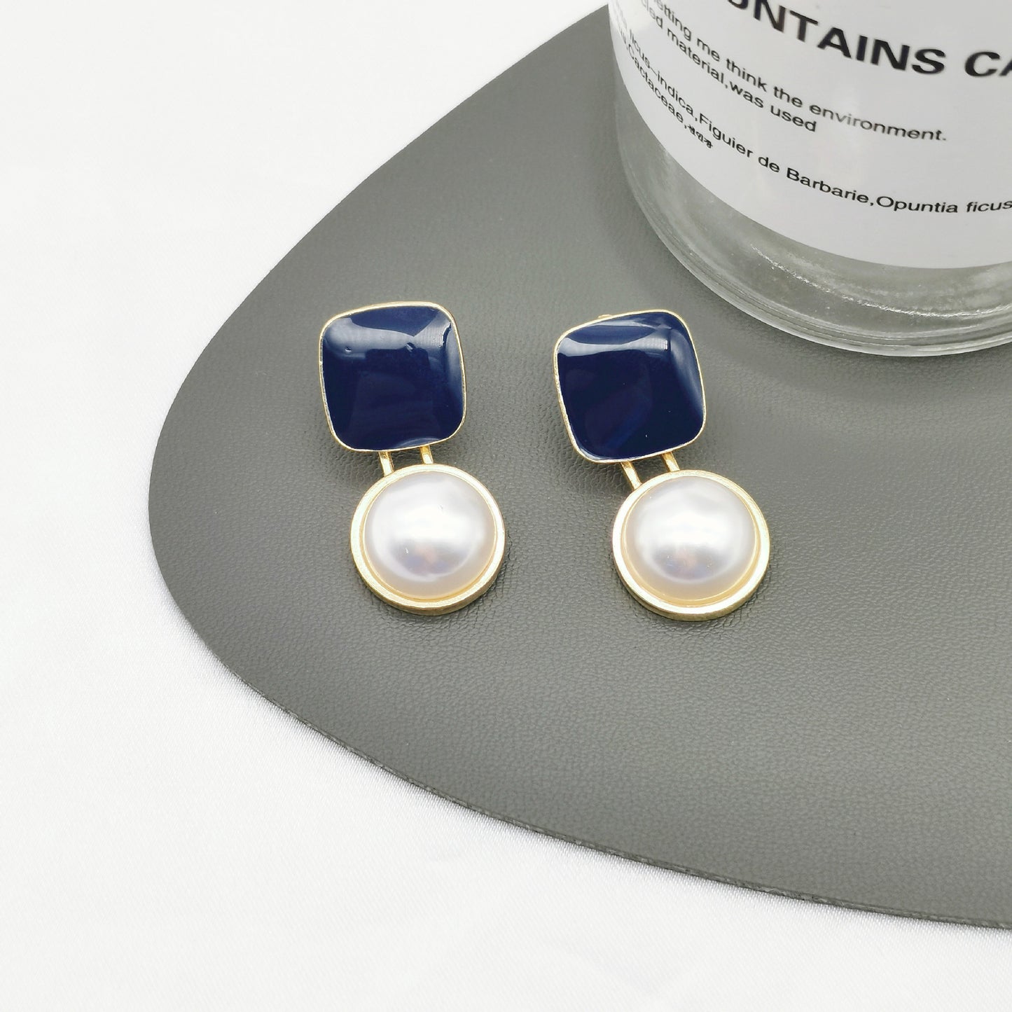Klein Blue C Shape Alloy Stud Earrings - Niche Simple Design Korean Style for Women