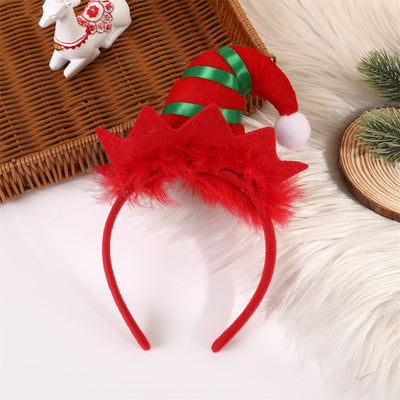 Cartoon Christmas Elf Plaid Headband for Kids Party