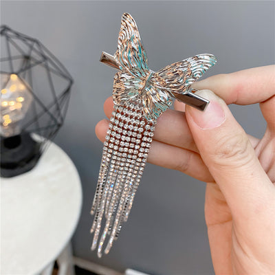 Fashion Metal Butterfly Rhinestone Tassel Hairpin Hair Accessories