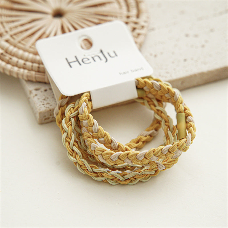 Geometric Candy Color Elastic Hair Bands Set - 5 Pieces