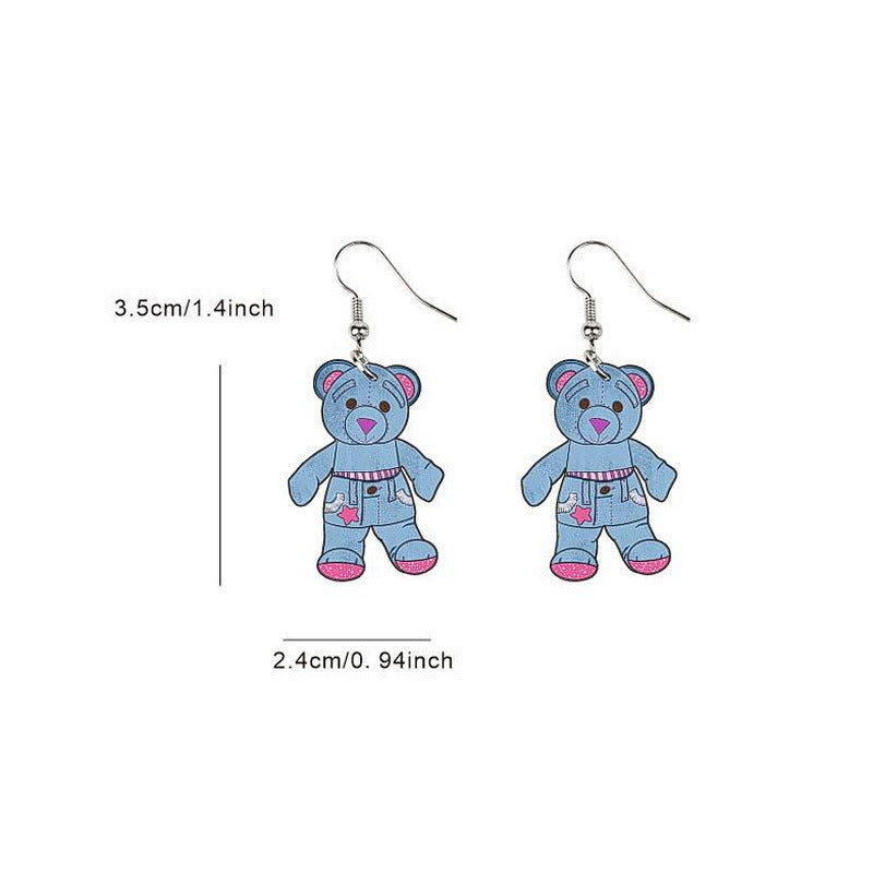 1 Pair Cartoon Style Cartoon Character Doll Heart Shape Printing Arylic Drop Earrings