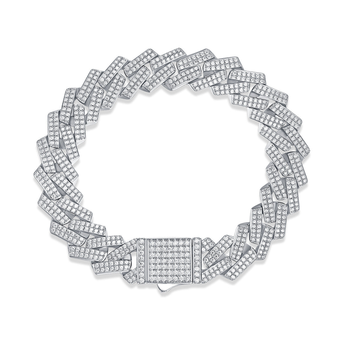 Geometric Sterling Silver Moissanite Cuban Link Bracelet