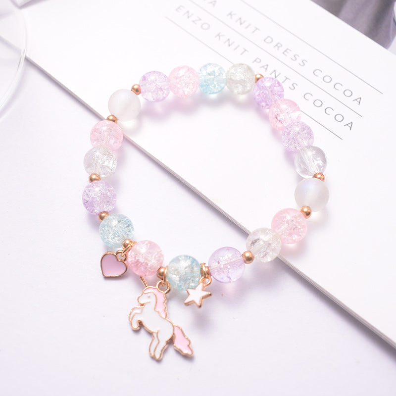 Cute Animal & Daisy Beaded Glass Bracelet for Women