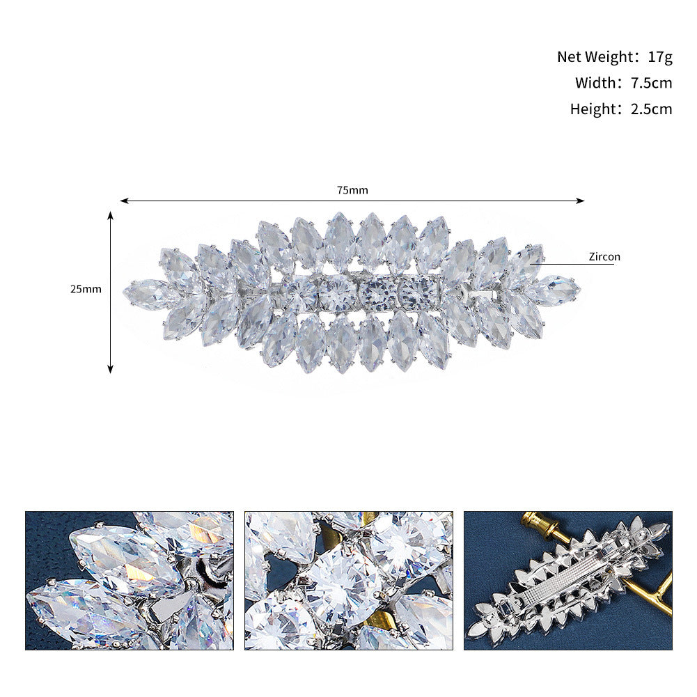 Elegant Zircon Leaf Rhinestone Hair Clip