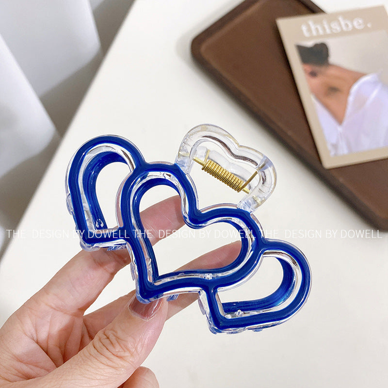 Sweet Heart Shaped Resin Hair Claw Clip - Large Hollow Design