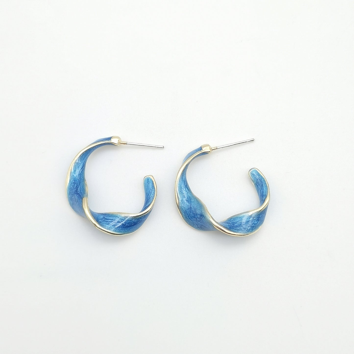 Klein Blue C Shape Alloy Stud Earrings - Niche Simple Design Korean Style for Women