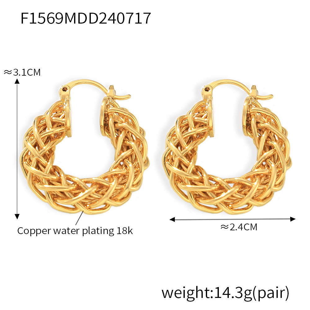 1 Pair Modern Geometric Twist 18K Gold Plated Copper Earrings