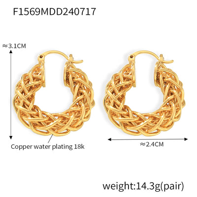 1 Pair Casual Elegant Modern Style Twist Plating Copper 18K Gold Plated Earrings