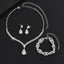 Fashion Rhinestone Jewelry Set: Water Droplets Flower Necklace, Earrings, and Bracelet for Wedding Bridal Accessories