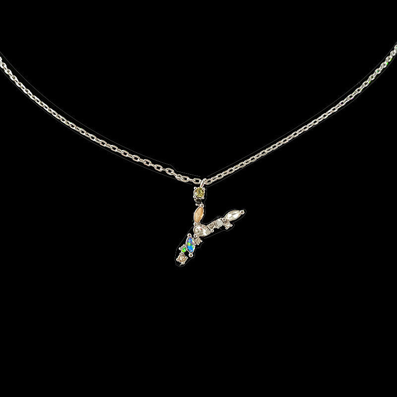 Simple Style 18k Gold Zircon Letter Pendant Necklace