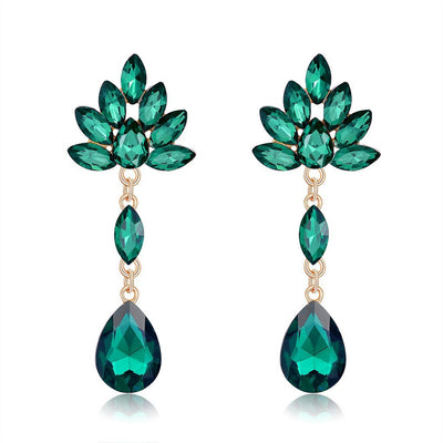 Elegant Rhinestone Water Drop Bridal Earrings with Vintage Alloy Gemstone Tassels