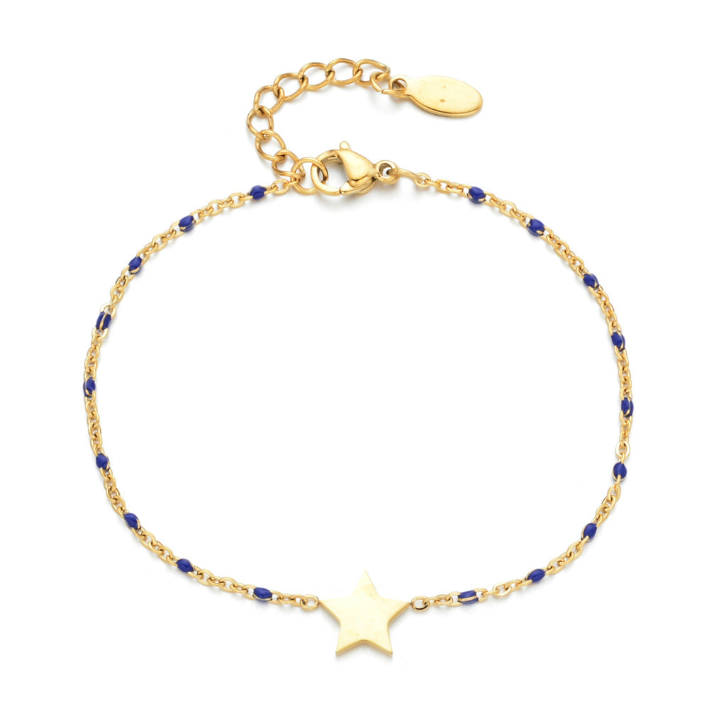 Bohemian Stainless Steel Enamel Star Beaded Bracelet