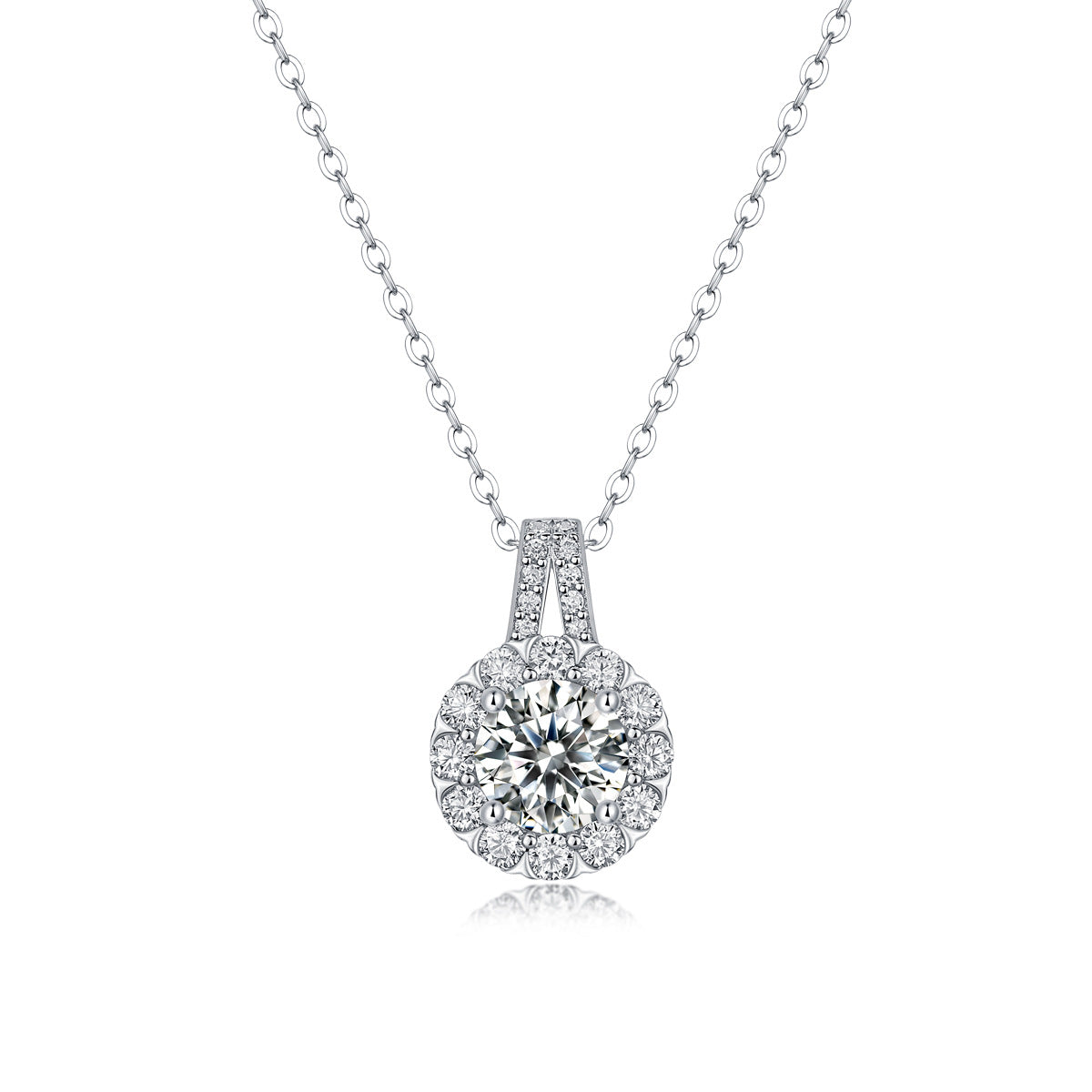 Simple Sterling Silver Moissanite Pendant Necklace