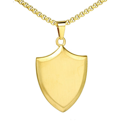 Hip-Hop Shield Solid Color Stainless Steel Unisex Pendant Necklace