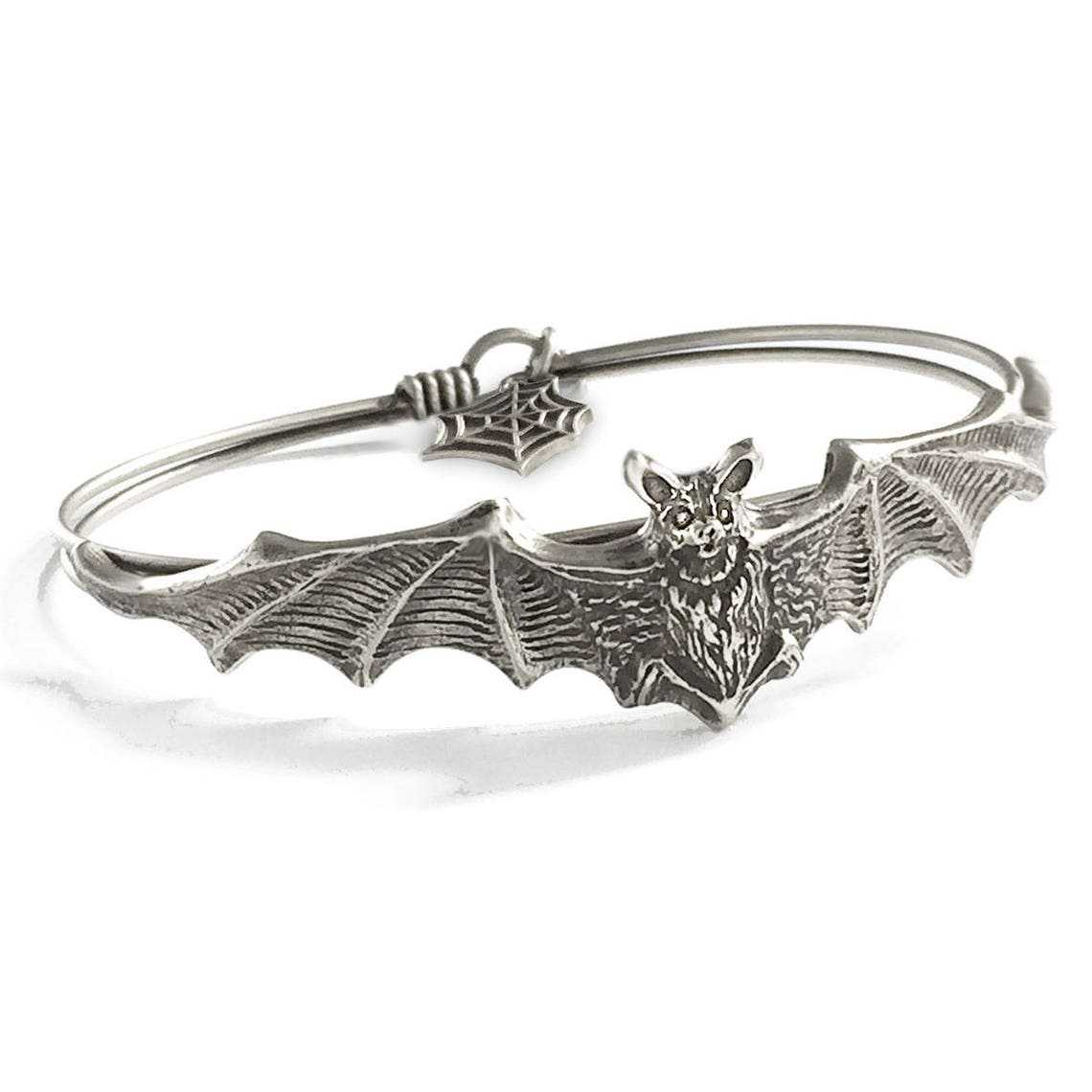 Retro Gold Plated Men's Bangle and Gothic Bat Halloween Bracelet