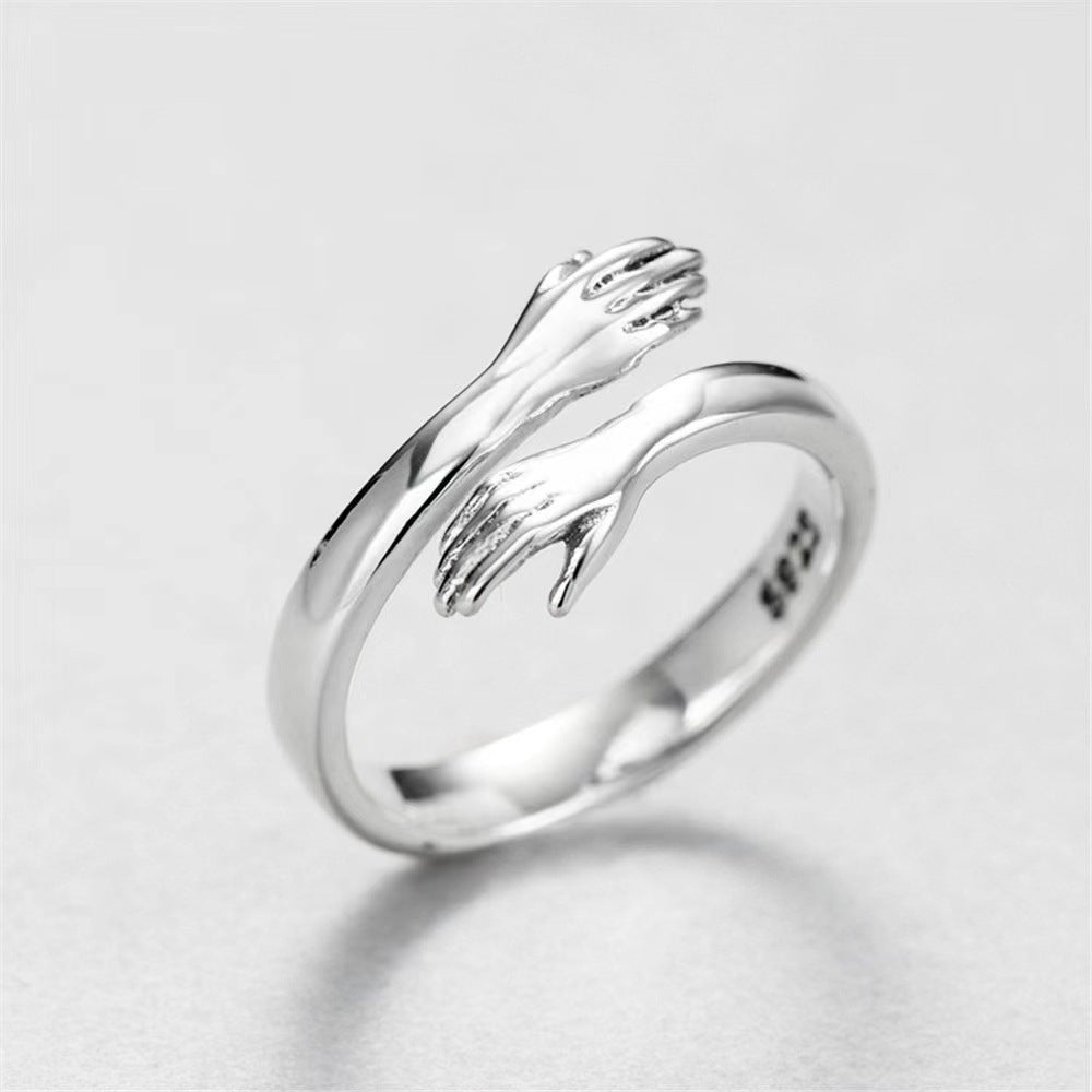 Simple Style Stainless Steel Open Hug Ring - 18k Gold Plated Couple Jewelry