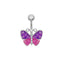 Butterfly Belly Ring 316 Stainless Steel White Gold Plated