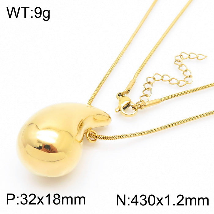 1 Pair Minimalist Water Droplet 18K Gold Plated Stainless Steel Earrings and Necklace Set