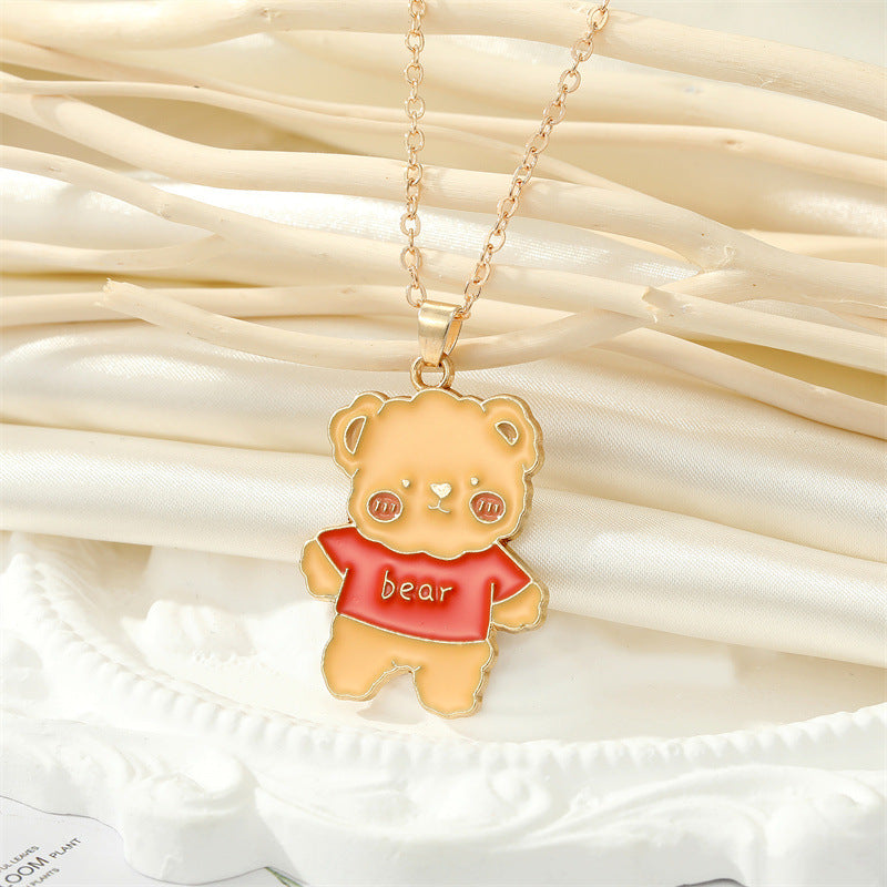 Trend Cute Cartoon Animal Pendant Necklace Fashion Bear Frog Rabbit Collarbone Chain