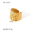 Ethnic Geometric Stainless Steel Open Ring - 18k Gold Plated Vintage Design