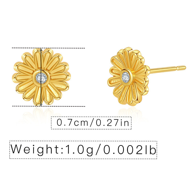 1 Pair Minimalist Flower Design 18k Gold Plated Copper Drop Earrings