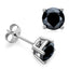 Simple Style Black Moissanite Sterling Silver Stud Earrings