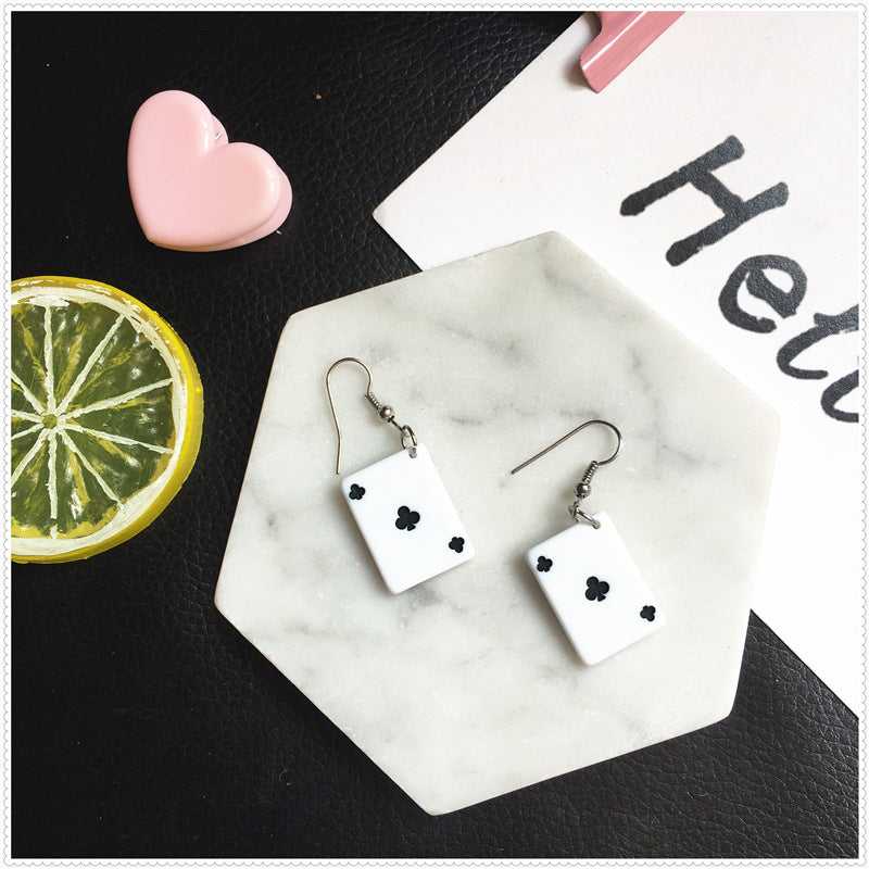 Creative Playing Card Cute Earrings for Girls - Clip-On Style