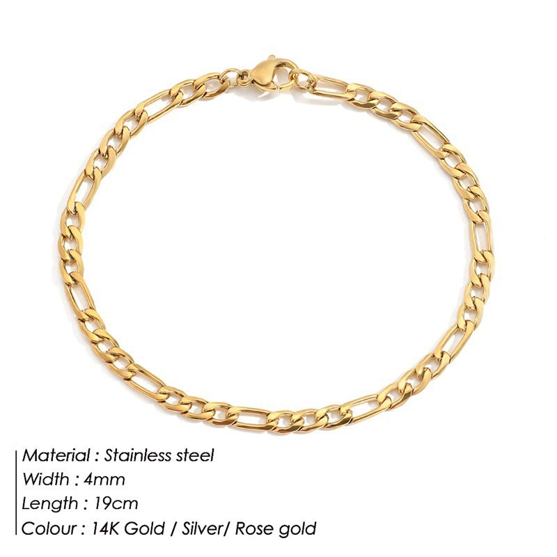 Fashion Chain Stainless Steel Gold Plated Bracelet