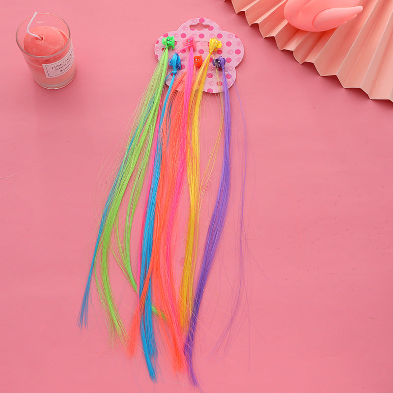 Children's Braided Colorful Hair Clip Wig Headdress for Stage Performance