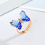 Vintage Adjustable Multicolor Butterfly Ring for Women