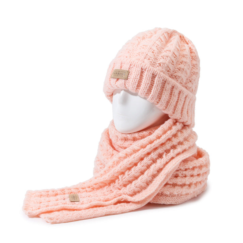 Unisex Simple Style Solid Color Knit Wool Cap and Scarf Set