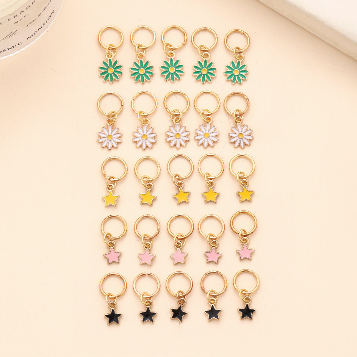 Women's Modern Star Flower Hair Accessories Set - Alloy Plated Hair Buckle & DIY Hair Rings