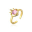 Fashion Crown Heart Zircon Adjustable Copper Ring