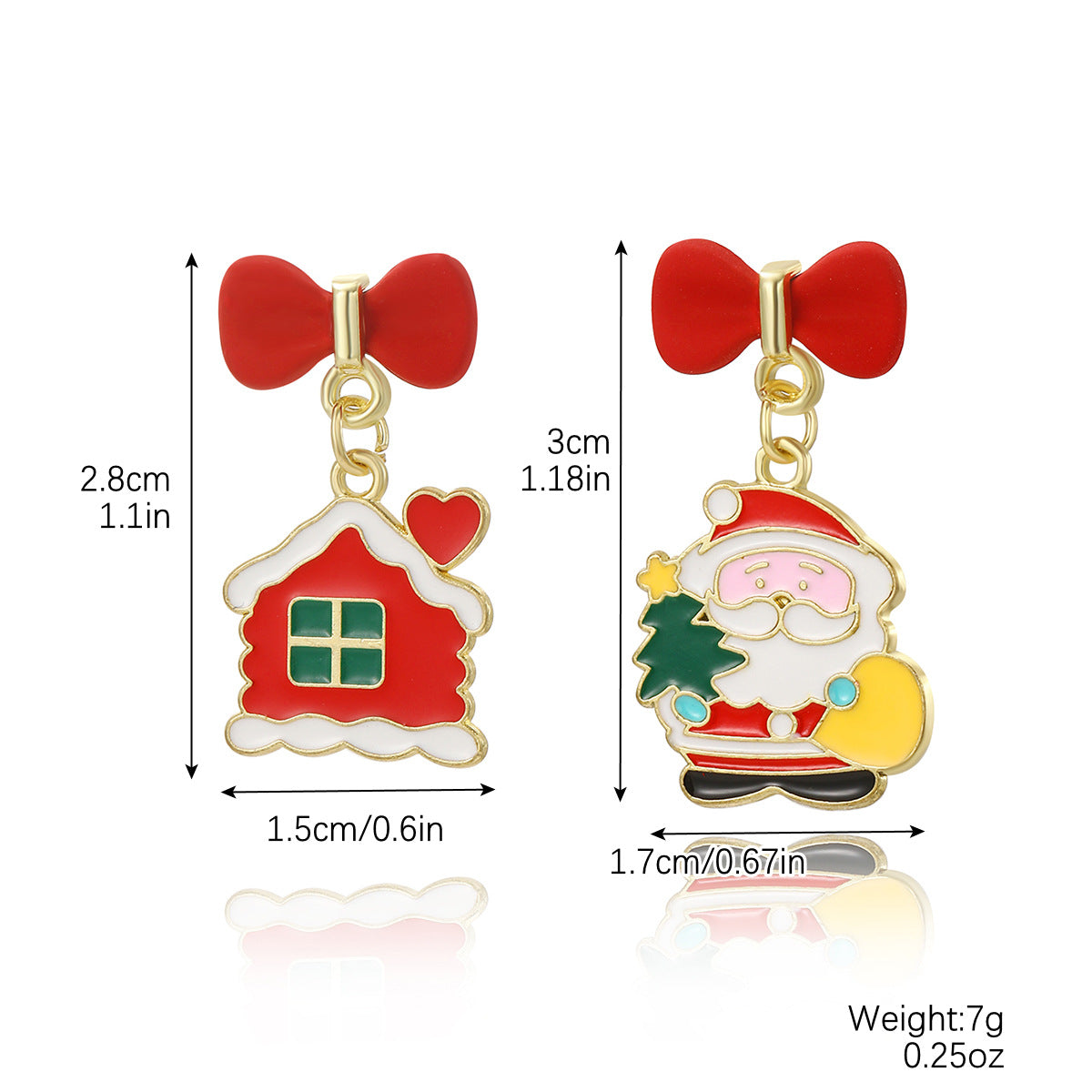 Fashion Christmas Tree Santa Claus Snowflake Alloy Inlay Rhinestones Women'S Ear Studs