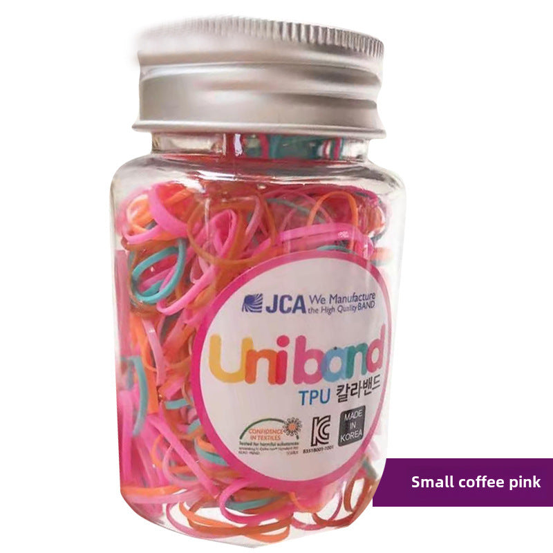 Korean Style Girls' Hair Accessories Set - Uniband Rubber and Leather Bands in Canned Packaging