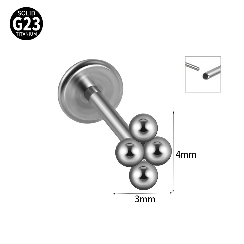 G23 Titanium Zirconia Geometric Ear Cartilage and Lip Rings with Dog Paw and Sun Design