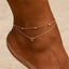 European American Fashion Double Layered Pearl and Turtle Anklet Set