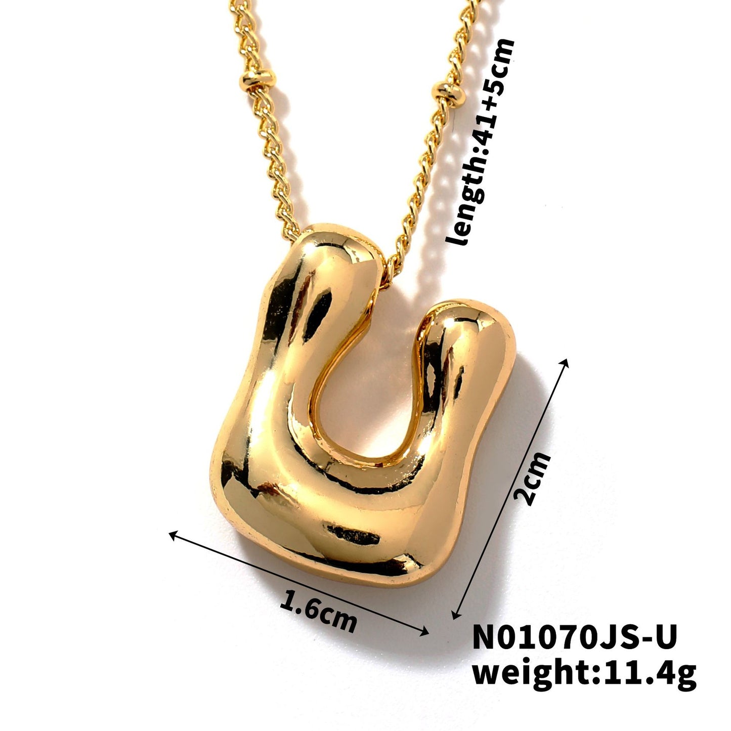 304 Stainless Steel Gold Plated Alphabet Pendant Necklace