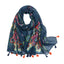 Women's Vintage Bohemian Floral Cotton Linen Print Scarf with Tassels