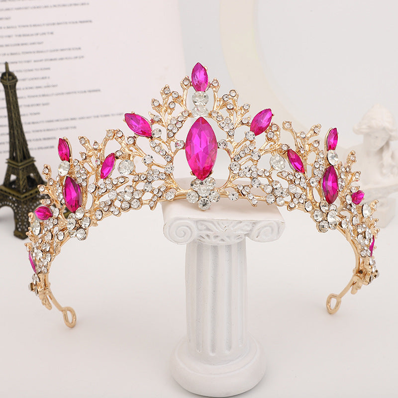 Women's Retro Flower Zircon Princess Crown - Korean Alloy Rhinestone Bridal Headwear Accessories