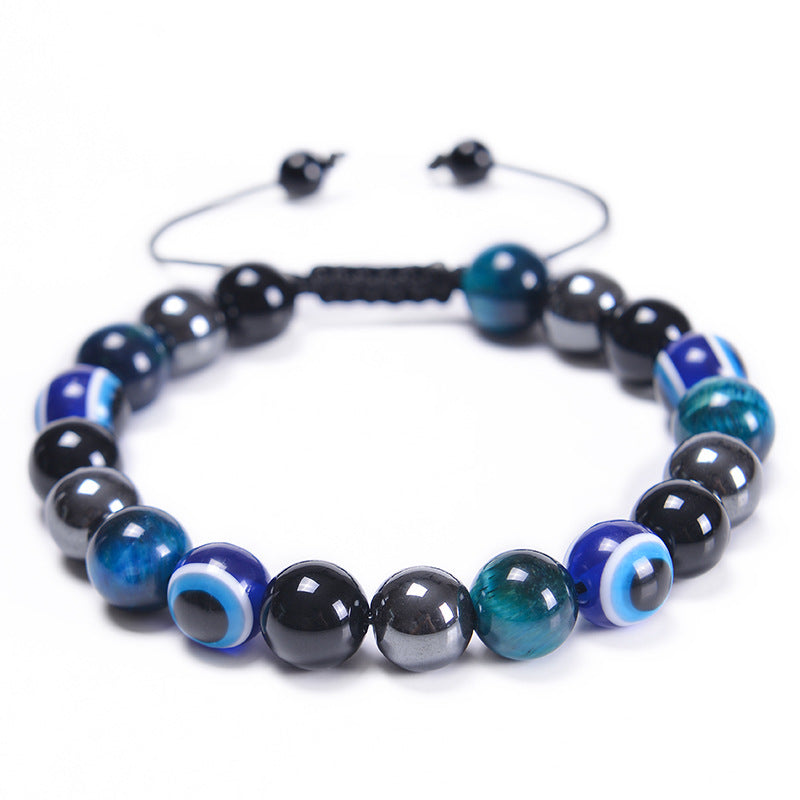 Ethnic Eye Natural Stone & Tiger Eye Beaded Unisex Bracelet