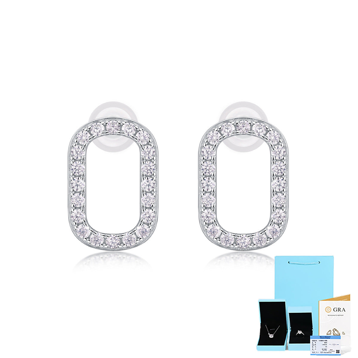 White Gold Plated Sterling Silver Moissanite Hoop Earrings