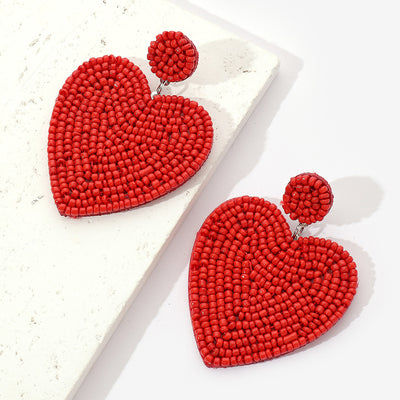 Retro Bohemian Heart Shape Beaded Drop Earrings