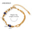 18K Gold Plated Stainless Steel Bracelet with Natural Stone and Pearl Inlay